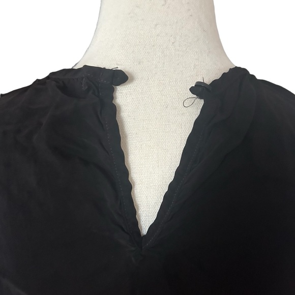 Stateside Sz Small Black Cupro Long Sleeve Top Gathered Neck Puff Sleeves - Picture 4 of 11